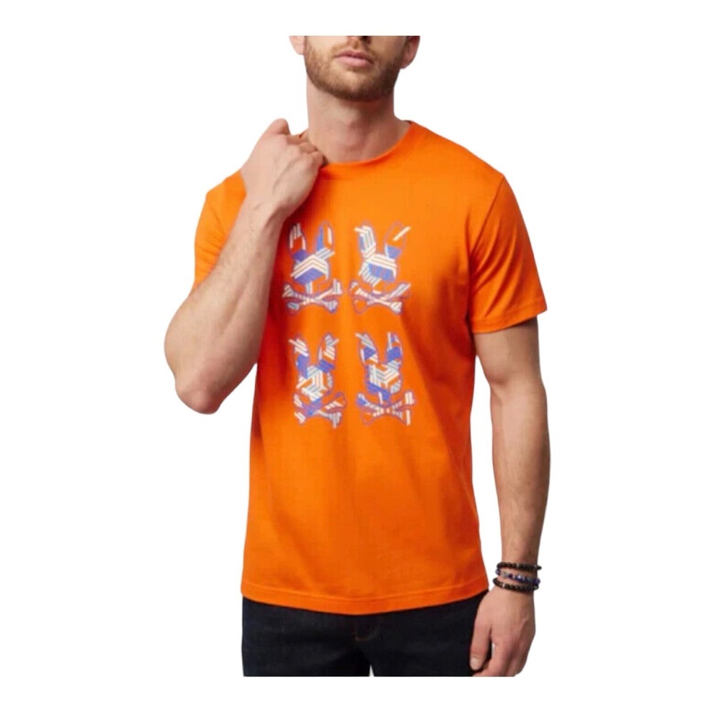 Psycho Bunny Men Scarlet Ibis Plaza Graphic Crew Neck Short Sleeve T-Shirt Sz 8